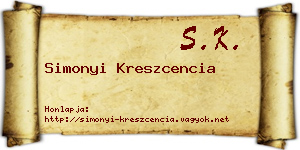 Simonyi Kreszcencia névjegykártya